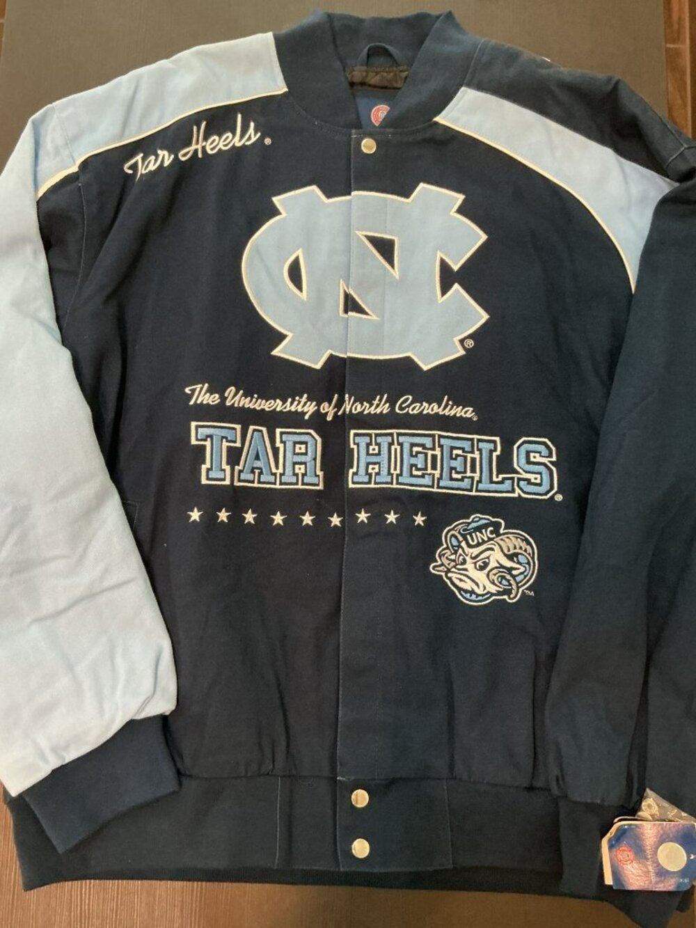 VINTAGE 90s UNC TAR HEELS COLLEGE FOOTBALL VARSITY OVERSIZED JACKET NWT (NOS)